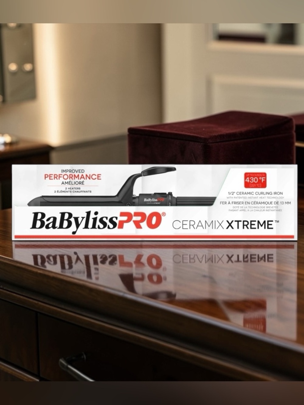 BaBylissPRO Ceramix Xtreme 1/2” Curling Iron 430°F Professional Ceramic Barrel